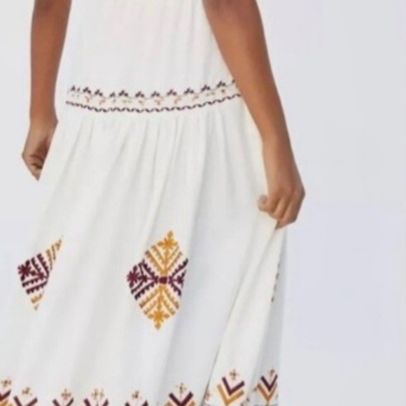 Anthropologie Embroidered RUFFLE-Sleeve Midi Dress - Picture 4 of 12